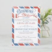 Monaco Blue Red Modern Typografie Invite Kaart (Staand voorkant)