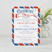 Monaco Blue Red Retro  Typografie Invite Kaart (Staand voorkant)