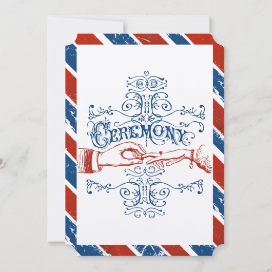 Monaco Blue Red Retro  Typografie Invite Kaart (Achterkant)