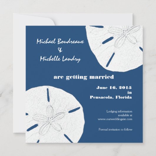 Monaco Blue Sand Dollar Save the Date (Achterkant)