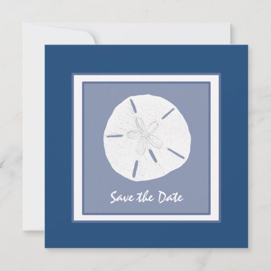 Monaco Blue Sand Dollar Save the Date (Voorkant)