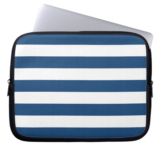 Monaco Blue Stripes Pattern Laptop Sleeve (Voorkant)