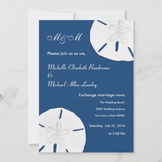 Monaco Blue Wedding and Sand Dollar Wedding Kaart (Voorkant)
