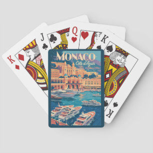 Monaco Cote D Azur Illustratie Reis Kunst Vintage Pokerkaarten