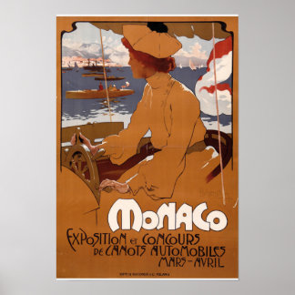 Monaco Expositie en concours de automobile 1900 Poster