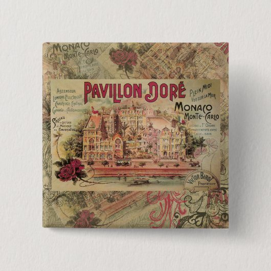 Monaco Fancy  Rivièra Frankrijk Vierkante Button 5,1 Cm (Voorkant)