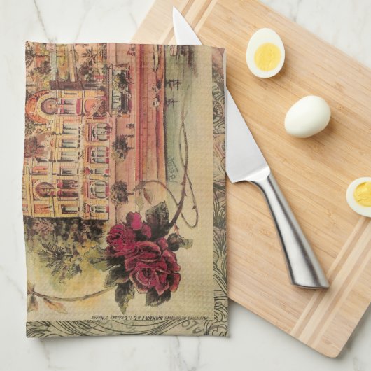 Monaco Fantasie Oude Franse Riviera Frankrijk Theedoek (Quarter Fold)