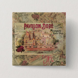 Monaco Fantasie Oude Franse Riviera Frankrijk Vierkante Button 5,1 Cm