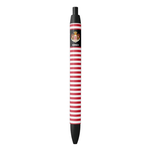 Monaco Flag Cute Patriotic Zwarte Inkt Pen (Voorkant Verticaal)