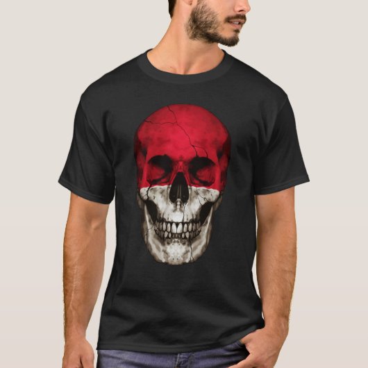 Monaco Flag Skull Monacan Roots Proud Patriotic T-shirt (Voorkant)