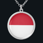 Monaco Flag Zilver Vergulden Ketting<br><div class="desc">Patriottische vlag van Monaco.</div>