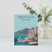 Monaco, Frankrijk Boat Dock Harbor Vintage Briefkaart (Staand voorkant)