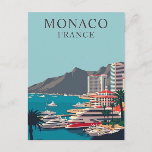 Monaco, Frankrijk Boat Dock Harbor Vintage Briefkaart (Voorkant)