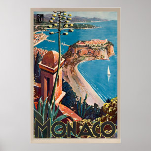 Monaco Franse Riviera Vintage Reisposter Poster