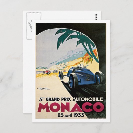 Monaco Grand Prix Automobile Briefkaart (Voorkant / Achterkant)