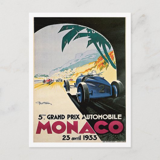 Monaco Grand Prix Automobile Briefkaart (Voorkant)