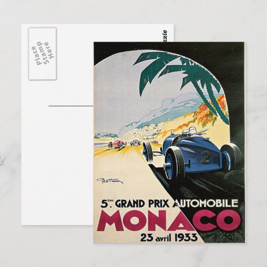Monaco Grand Prix Automobile Briefkaart (Voorkant / Achterkant)