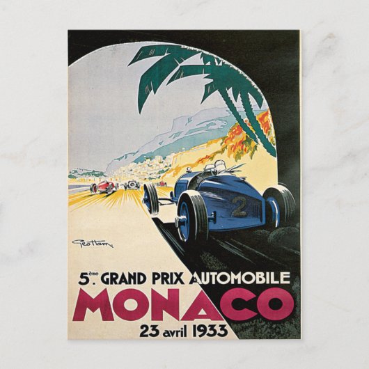 Monaco Grand Prix Automobile Briefkaart (Voorkant)