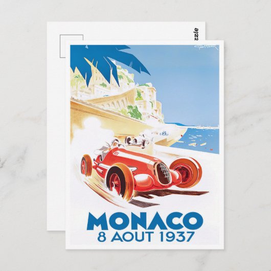 Monaco Grand Prix Briefkaart voor racewedstrijden (Voorkant / Achterkant)