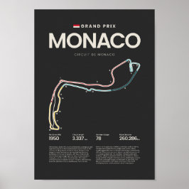 Monaco Grand Prix Circuit Kaart Poster