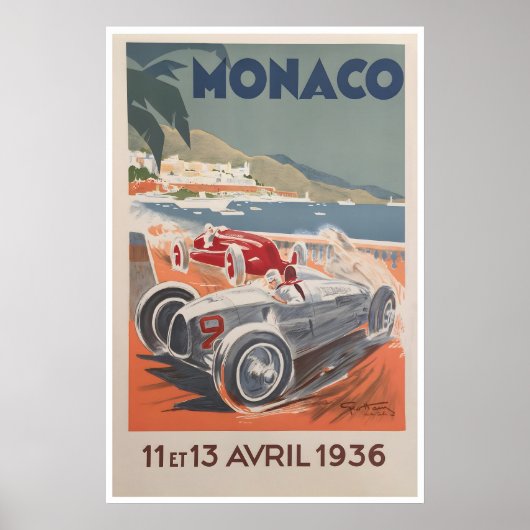 Monaco Grand Prix raceauto poster racekunstprint (Voorkant)
