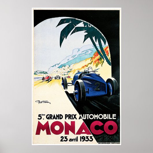 MONACO Grand Prix van 1933 Automobiel door Geo Ham Poster (Voorkant)
