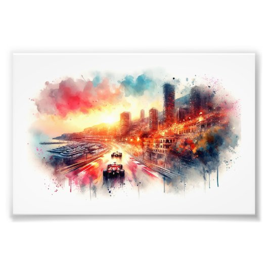 Monaco Grand Prix Zonsondergang, Foto Afdruk (Voorkant)