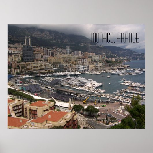 Monaco Harbour en Luxury Yachts French Riviera Poster (Voorkant)