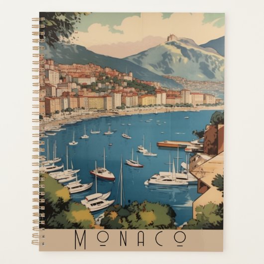 Monaco Haven Reis Scene Aanpasbare Tekst Planner (Voorkant)
