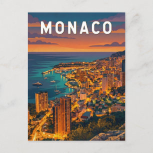 Monaco Illustratie Reis Kunst Vintage Briefkaart