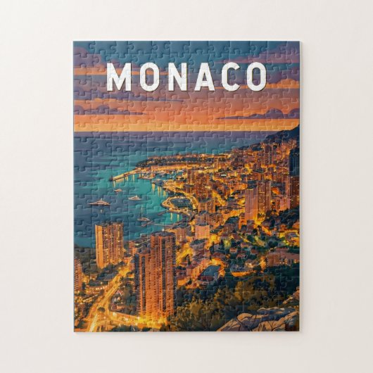 Monaco Illustratie Reis Kunst Vintage Legpuzzel (Verticaal)
