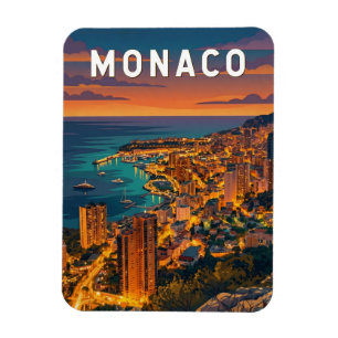 Monaco Illustratie Reis Kunst Vintage Magneet