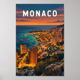 Monaco Illustratie Reis Kunst Vintage Poster