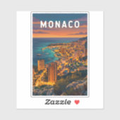 Monaco Illustratie Reis Kunst Vintage Sticker (Vel)
