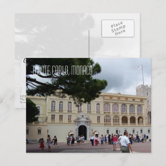 Monaco in het beroemde Monte Carlo Palace Landmark Briefkaart (Voorkant / Achterkant)