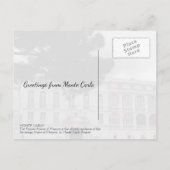 Monaco in het beroemde Monte Carlo Palace Landmark Briefkaart (Achterkant)