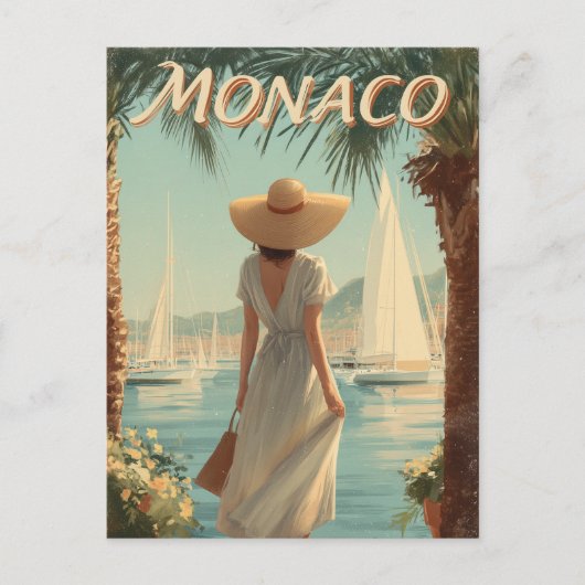 Monaco jaren 50 vintage reis briefkaart (Voorkant)