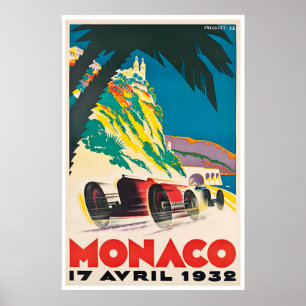 Monaco Kunst Race Auto Poster Motorsport 1932 Prin