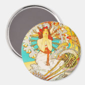 Monaco Monte-Carlo, Alphonse Mucha - Magneet (Voorkant / Achterkant)