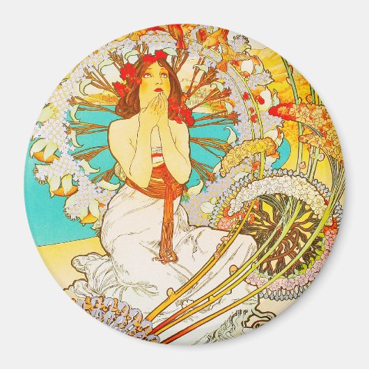 Monaco Monte-Carlo, Alphonse Mucha - Magneet (Voorkant)