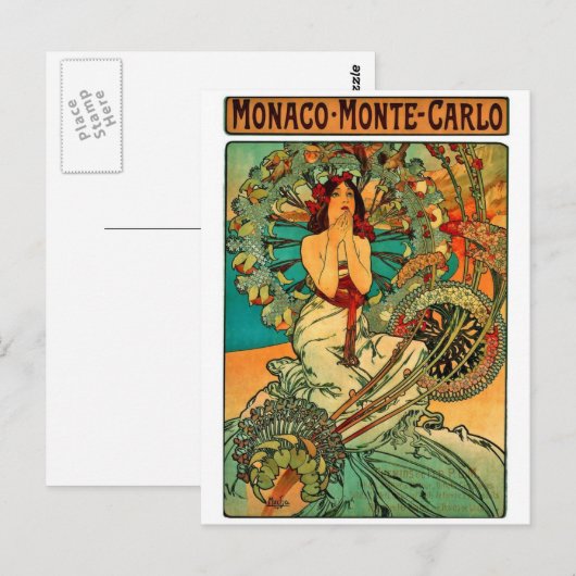 Monaco Monte Carlo Art Nouveau Briefkaart (Voorkant / Achterkant)