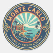 Monaco Monte Carlo at Night Ronde Sticker (Voorkant)