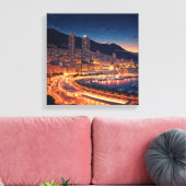Monaco Monte Carlo bij nacht Canvas Afdruk (Insitu (Woonkamer))