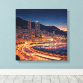 Monaco Monte Carlo bij nacht Canvas Afdruk (Insitu (Houten vloer))
