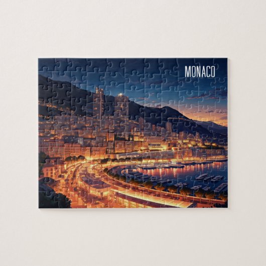 Monaco Monte Carlo bij nacht Legpuzzel (Horizontaal)