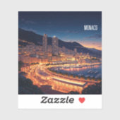 Monaco Monte Carlo bij nacht Sticker (Vel)