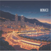Monaco Monte Carlo bij nacht Sticker (Voorkant)