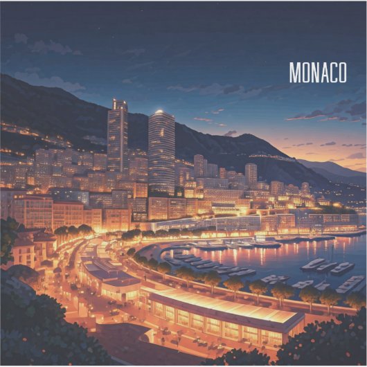 Monaco Monte Carlo bij nacht Sticker (Voorkant)
