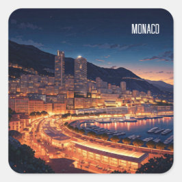 Monaco Monte Carlo bij nacht Vierkante Sticker