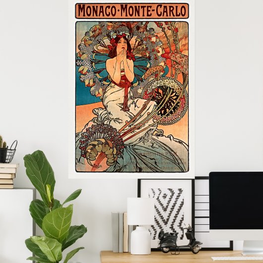 Monaco Monte Carlo door Alfons Mucha Poster (Thuiskantoor)